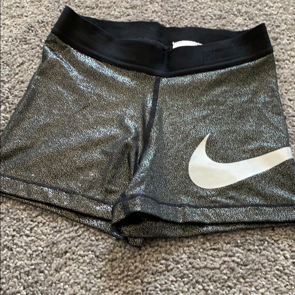 Nike pro training shorts.Unique silver shimmer, XS